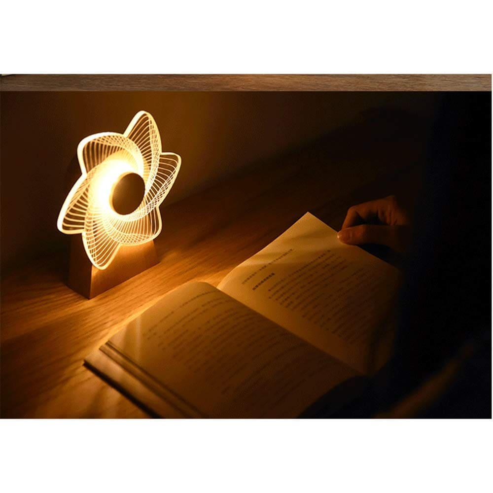 3D Windmill Night Light, Wooden Rotating Music Box, Wooden Ferris Wheel Table Lamp, Visual Illusion Optical Light 3D Windmill Night Light, Wooden Rotating Music Box, Wooden Ferris Wheel Table Lamp, Visual Illusion Optical Light